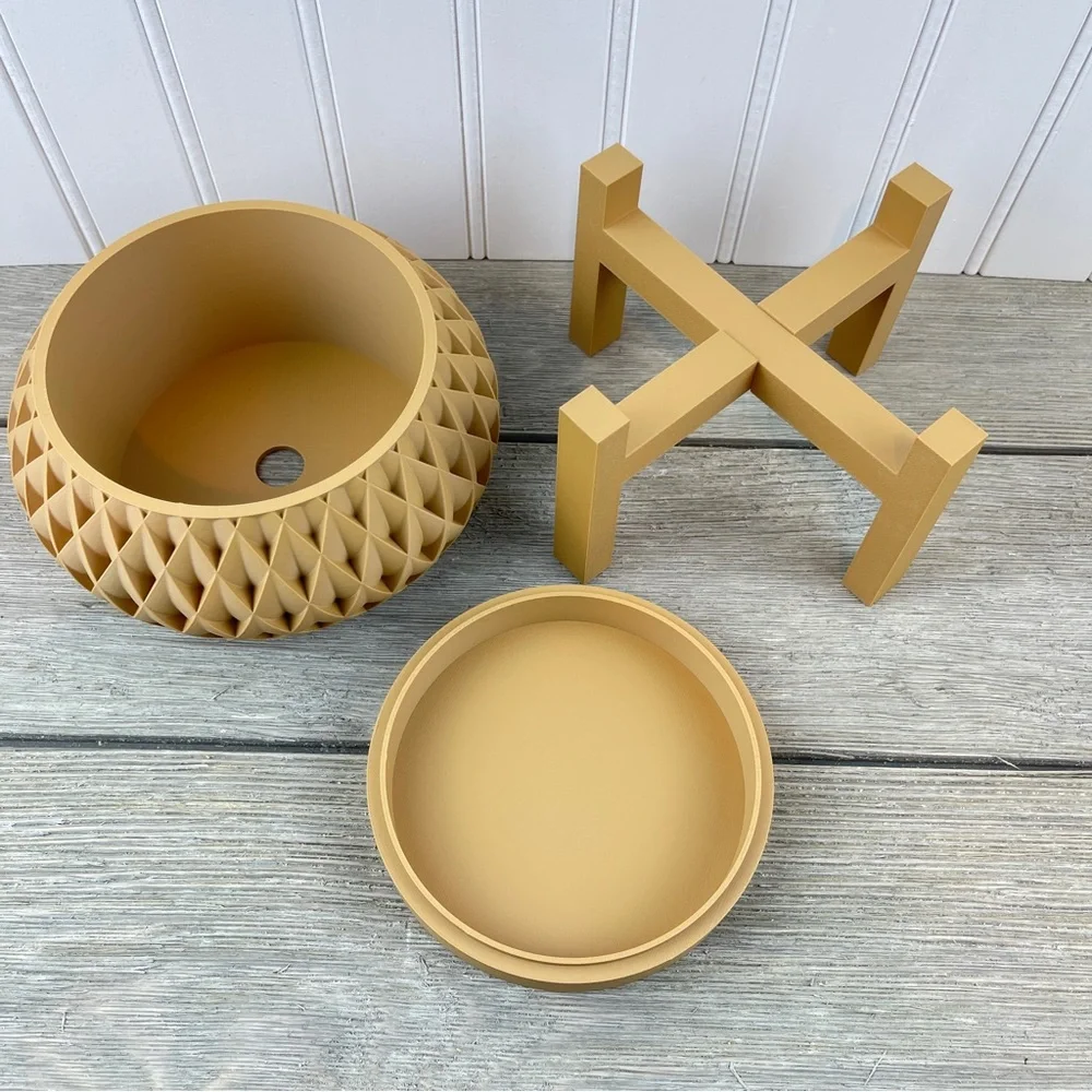 Indoor Flower Pot, The Cinor Planter Pot w/ Drainage Hole & Drip Tray - Picture 8 of 9